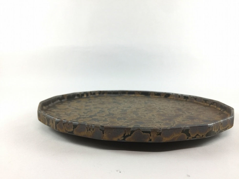 21cm十六角プレート　ブロンズゴールドウロコ　有田焼(j.R)