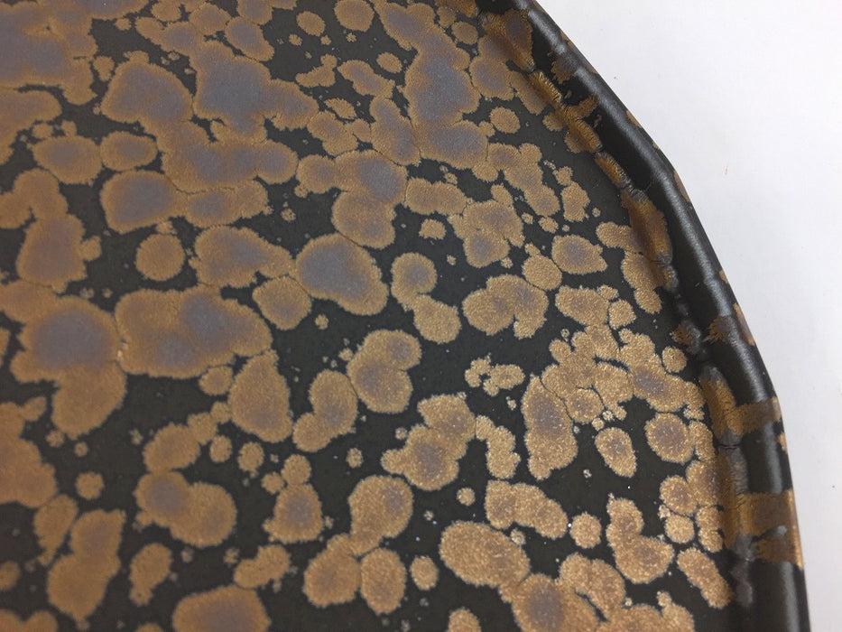 21cm十六角プレート　ブロンズゴールドウロコ　有田焼(j.R)