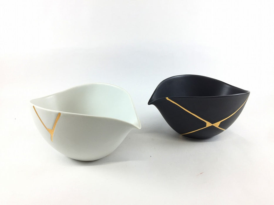 片口小丼　金継　(白マット/黒マット)　300cc　三川内焼(j.R)
