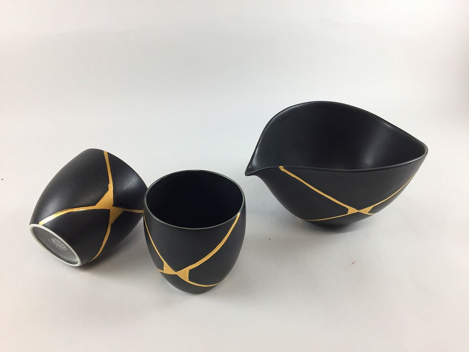 ぐい呑　金継　(白マット/黒マット)　100cc　三川内焼(j.R)