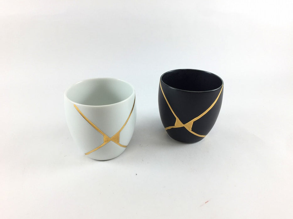ぐい呑　金継　(白マット/黒マット)　100cc　三川内焼(j.R)