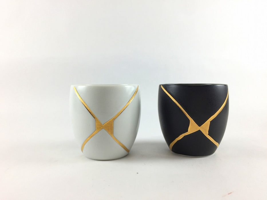 ぐい呑　金継　(白マット/黒マット)　100cc　三川内焼(j.R)