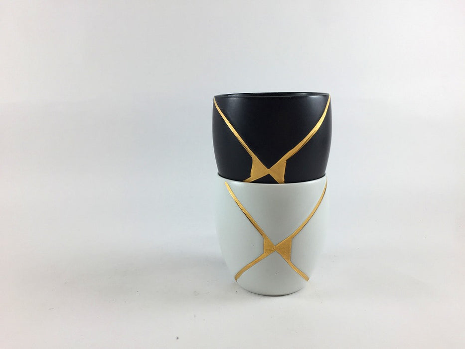 ぐい呑　金継　(白マット/黒マット)　100cc　三川内焼(j.R)