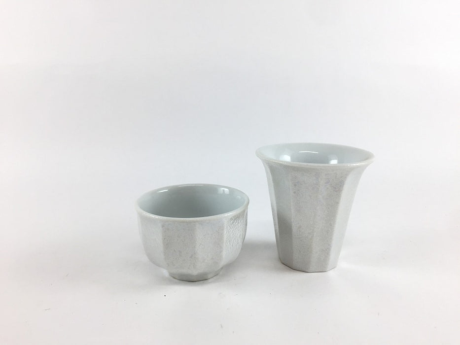 50ccシノギ丸杯(白光彩)　φ5cm　有田焼聖陶苑(j.R)