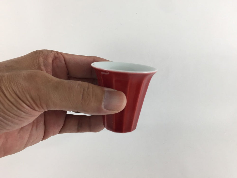 50ccシノギ反杯(赤)　6cm　有田焼聖陶苑窯(j.R)