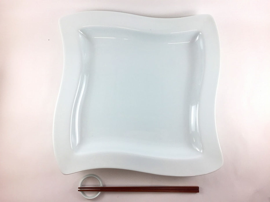 【SALE】太白ウェーブ尺皿　31cm　有田焼【訳あり】