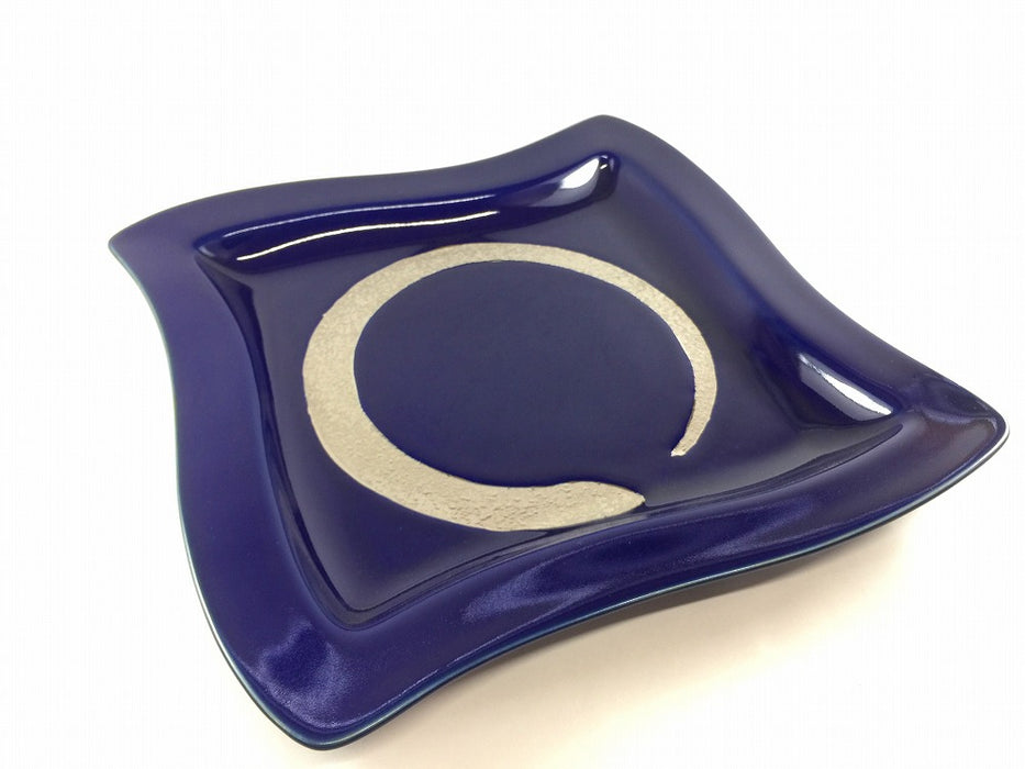 【SALE】33cm波皿　瑠璃.銀刷毛　31cm　有田焼【訳あり】