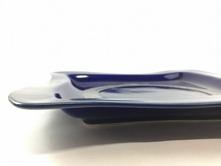 【SALE】33cm波皿　瑠璃.銀刷毛　31cm　有田焼【訳あり】