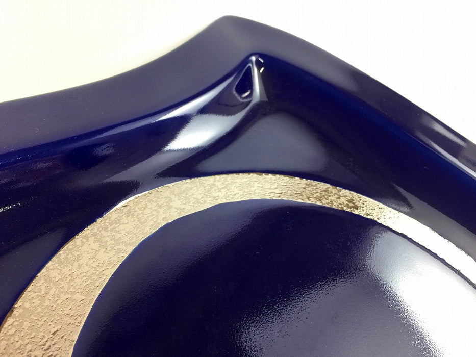 【SALE】33cm波皿　瑠璃.銀刷毛　31cm　有田焼【訳あり】