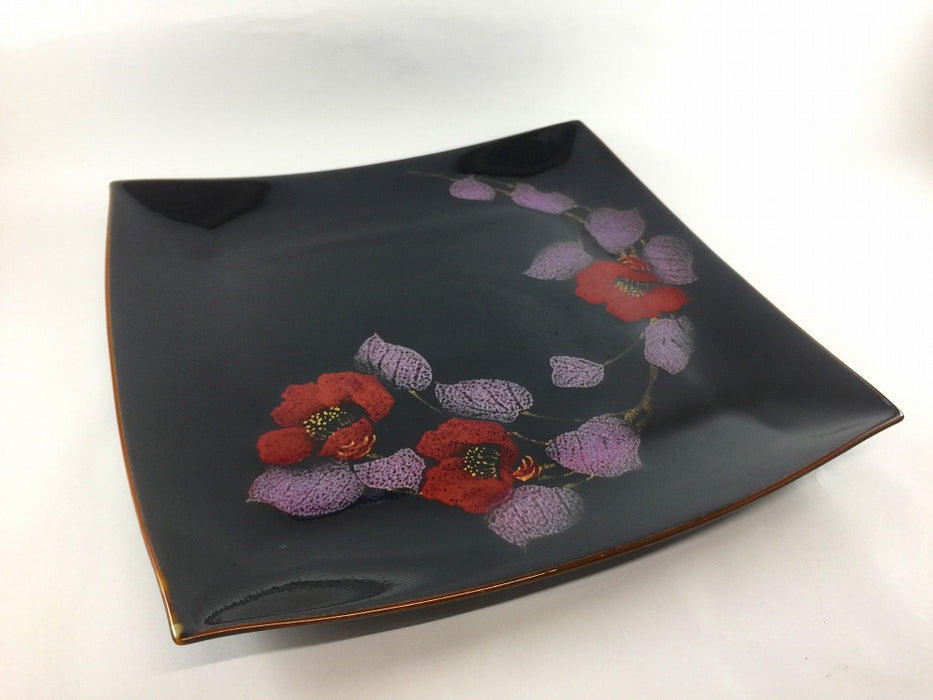 【SALE】尺角皿　天目山茶花　30.5cm　有田焼【訳あり】