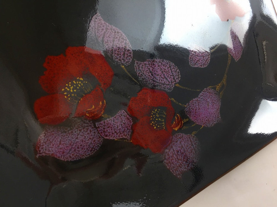 【SALE】尺角皿　天目山茶花　30.5cm　有田焼【訳あり】