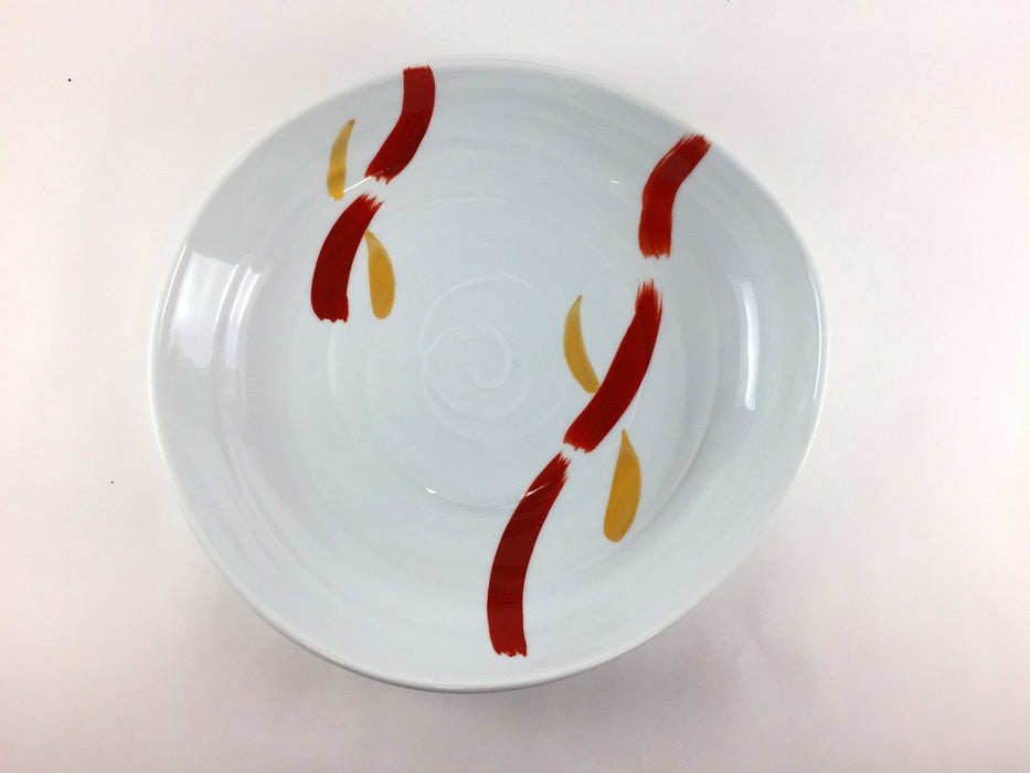 【SALE】変形皿(特大)　赤絵刷毛　26.5cm　有田焼【訳あり】