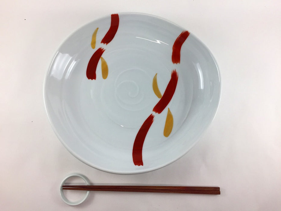 【SALE】変形皿(特大)　赤絵刷毛　26.5cm　有田焼【訳あり】