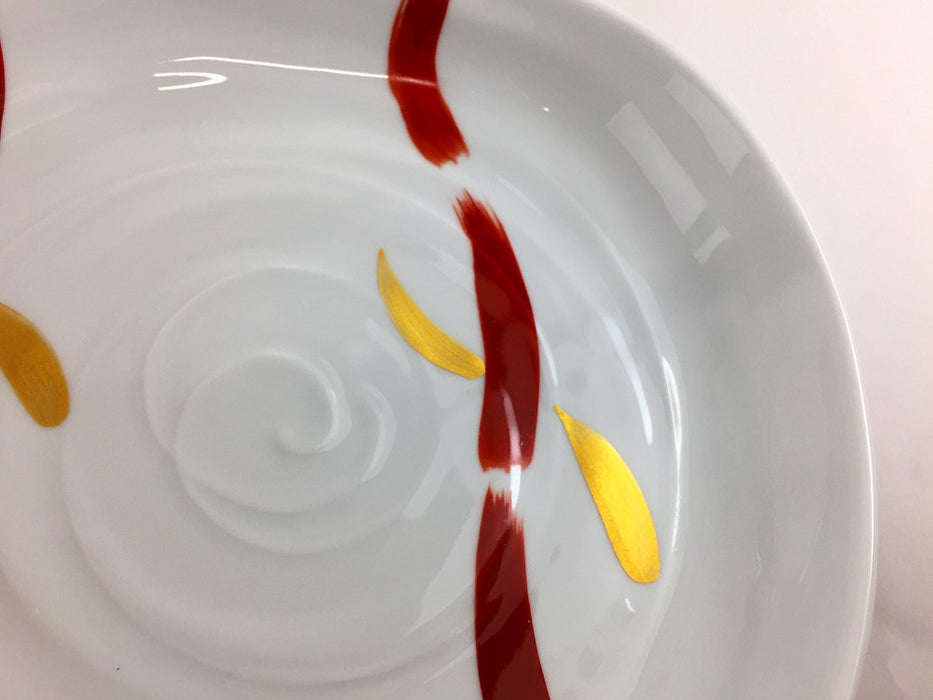 【SALE】変形皿(特大)　赤絵刷毛　26.5cm　有田焼【訳あり】