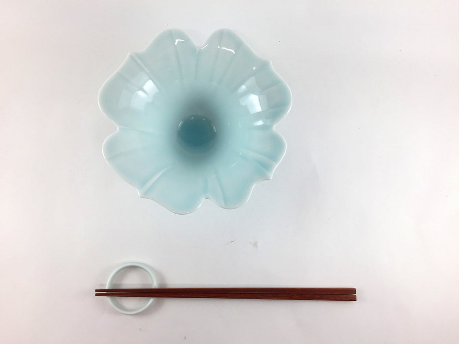 【SALE】ため青磁　花形深小鉢　16cm　有田焼【訳あり】