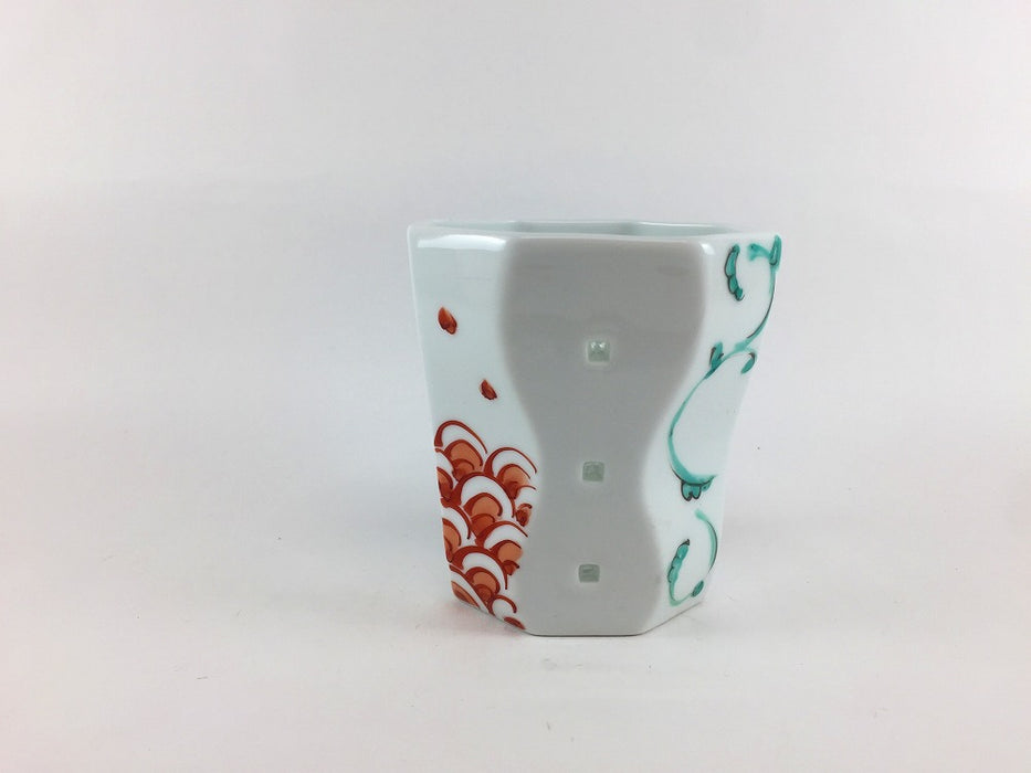 【SALE】水晶彫八角ロックグラス　錦青海波草紋　9cm　波佐見焼【訳あり】