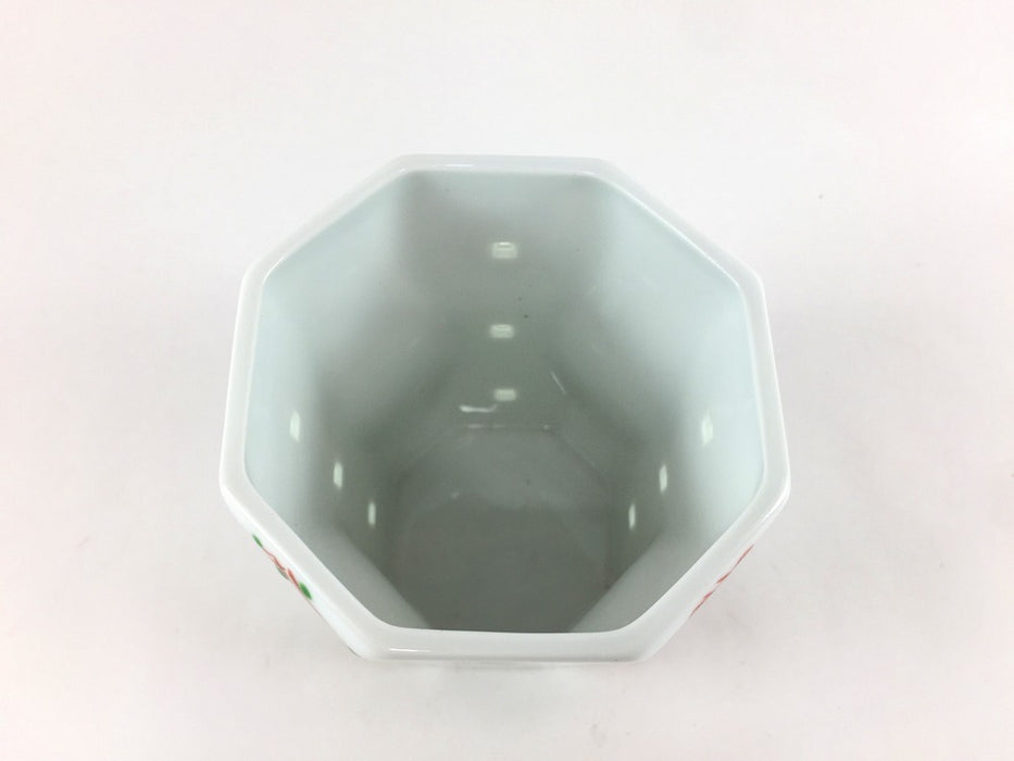 【SALE】水晶彫八角ロックグラス　色絵四方タスキ紋　9cm　波佐見焼【訳あり】