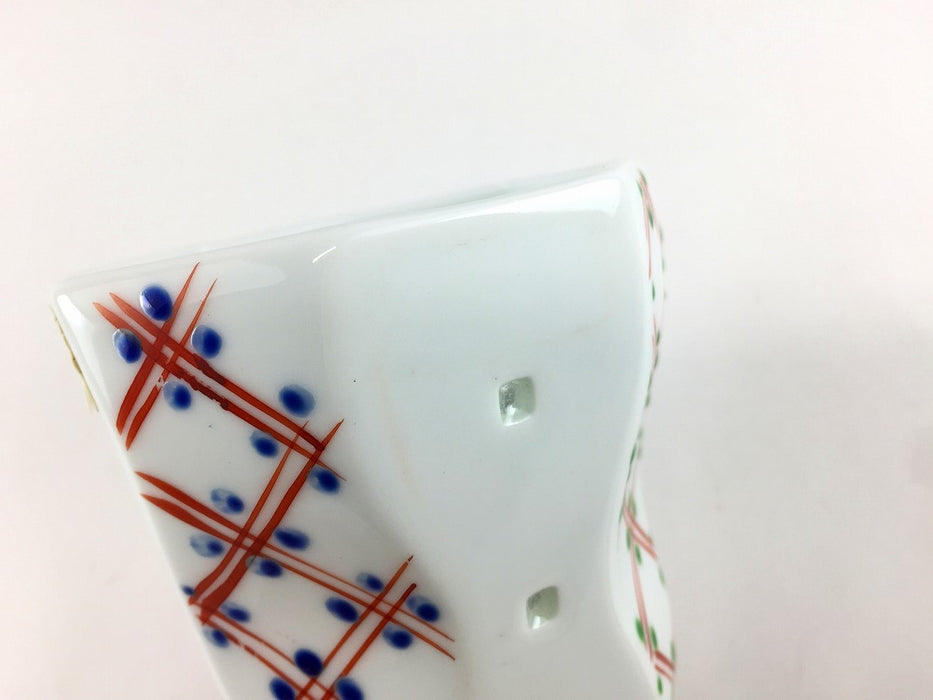 【SALE】水晶彫八角ロックグラス　色絵四方タスキ紋　9cm　波佐見焼【訳あり】