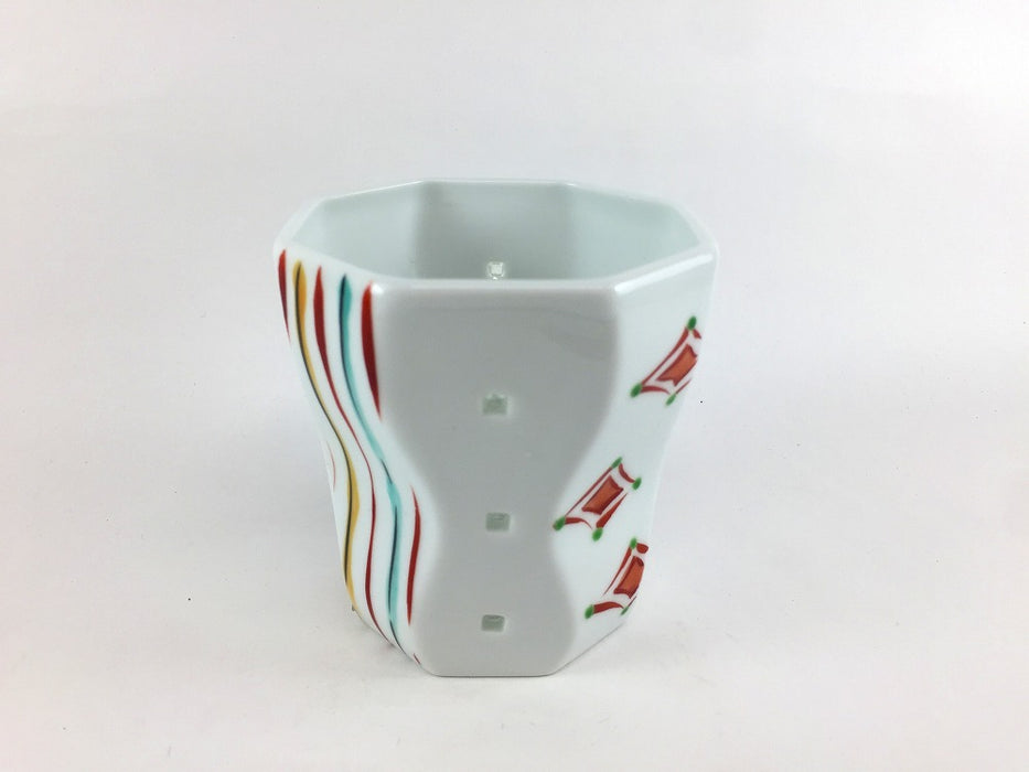 【SALE】水晶彫八角ロックグラス　色十草菱紋　9cm　波佐見焼【訳あり】