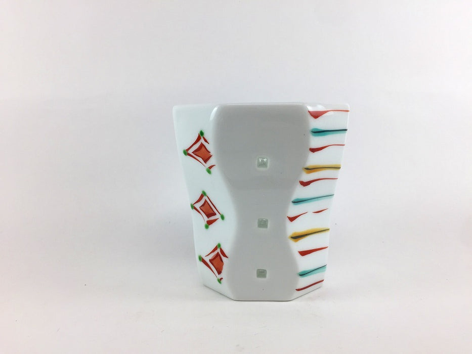 【SALE】水晶彫八角ロックグラス　色十草菱紋　9cm　波佐見焼【訳あり】