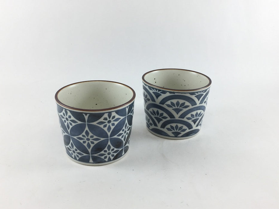 そば猪口　花巡(染七宝/染七宝青海波)　8cm　180cc　波佐見焼(j.R)