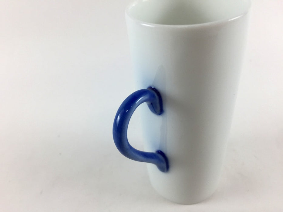 【SALE】筒型デザート(低)　白取手青　7cm　有田焼【訳あり】