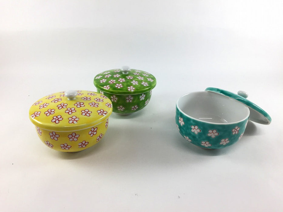 【SALE】汲出碗　小花紋　(黄/黄緑/青緑)　200cc　9cm　有田焼【訳あり】