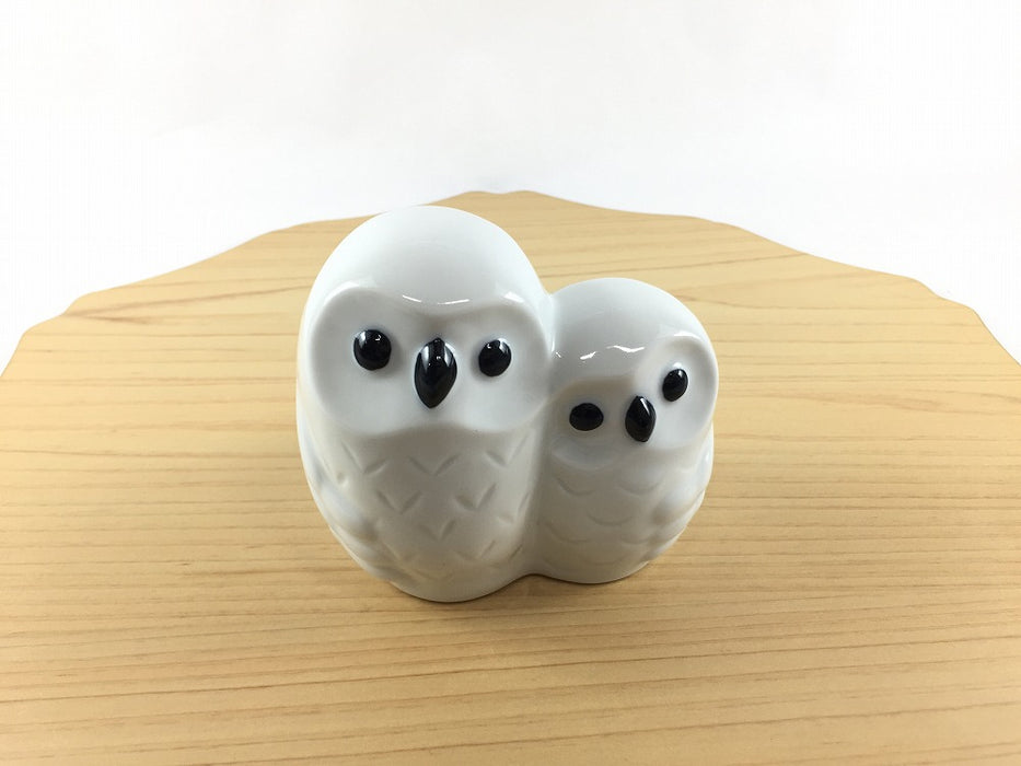 仲良しふくろう　(白/茶)　8.5cm　有田焼　(j.R)