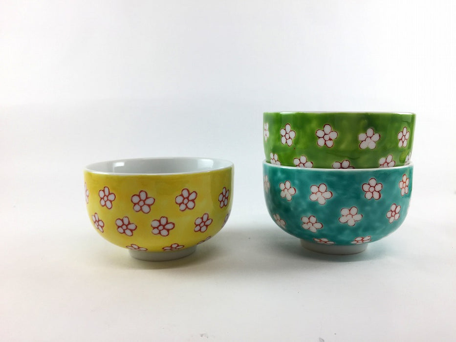 【SALE】汲出碗　小花紋　(黄/黄緑/青緑)　200cc　9cm　有田焼【訳あり】