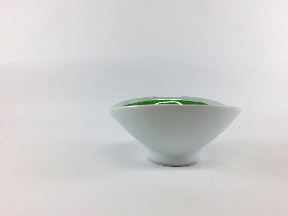 【SALE】古白釉グリーン吹葉紋　ナブリ中付　11cm　有田焼【訳あり】