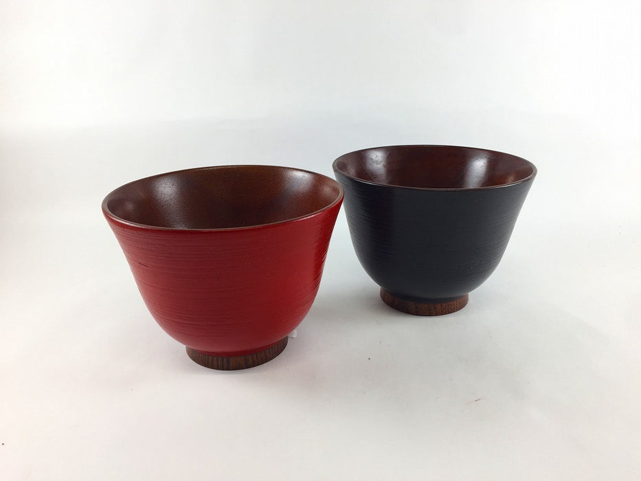 【SALE】かゆ椀　千筋　(朱/黒)　12cm【訳あり】