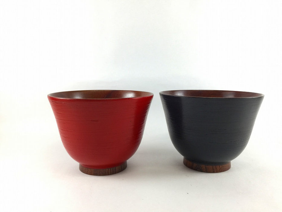 【SALE】かゆ椀　千筋　(朱/黒)　12cm【訳あり】