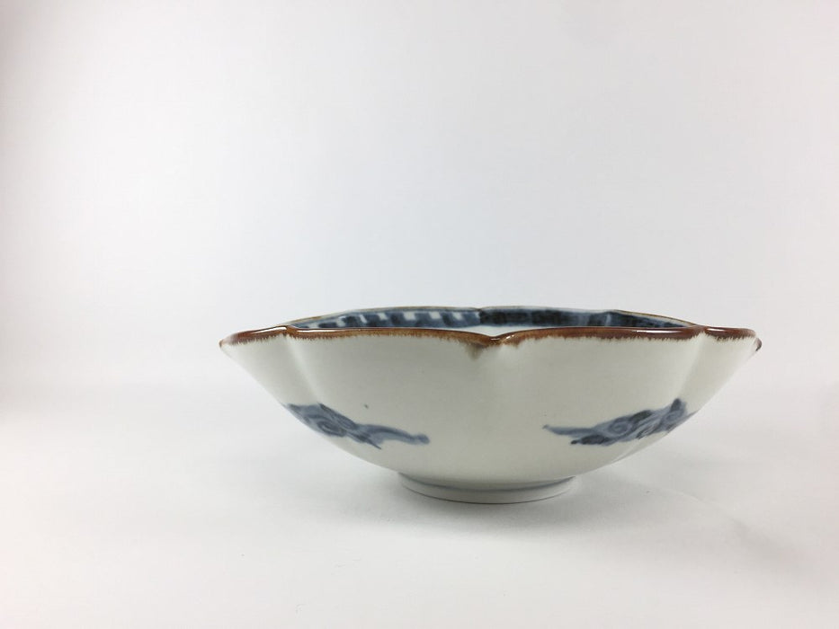 菱輪花5.5寸鉢　李朝染地紋　17cm　有田焼福泉窯(j.R)