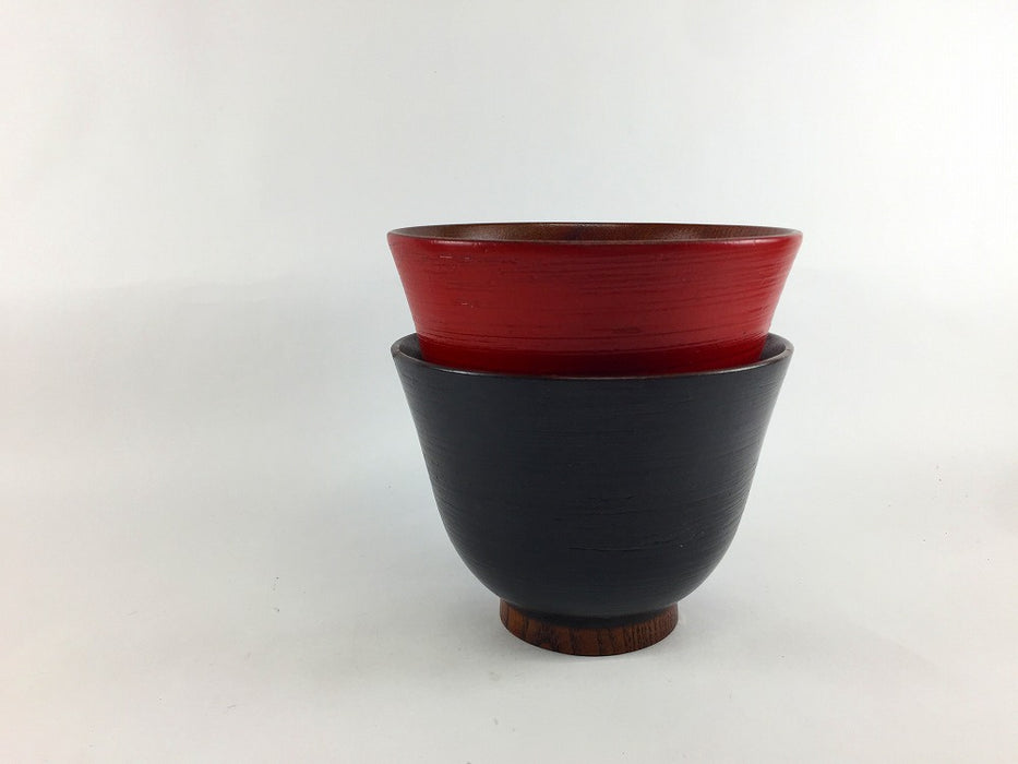 【SALE】かゆ椀　千筋　(朱/黒)　12cm【訳あり】
