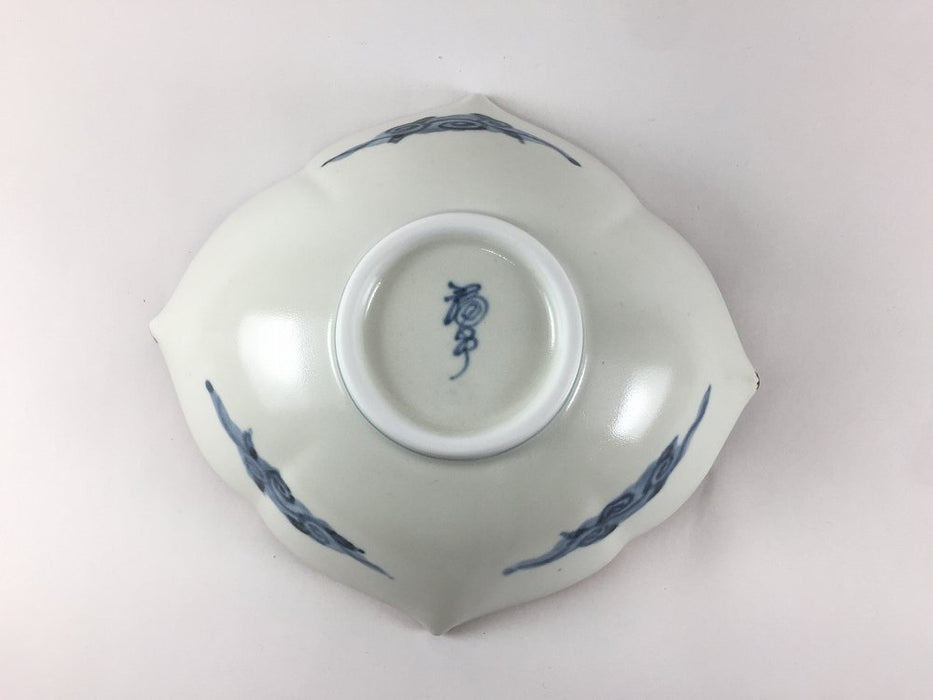 菱輪花5.5寸鉢　李朝染地紋　17cm　有田焼福泉窯(j.R)