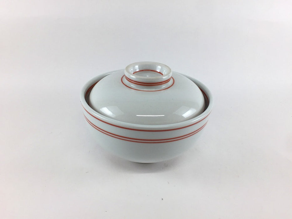 【SALE】赤ライン蓋物　12cm　波佐見焼(j.R)【訳あり】