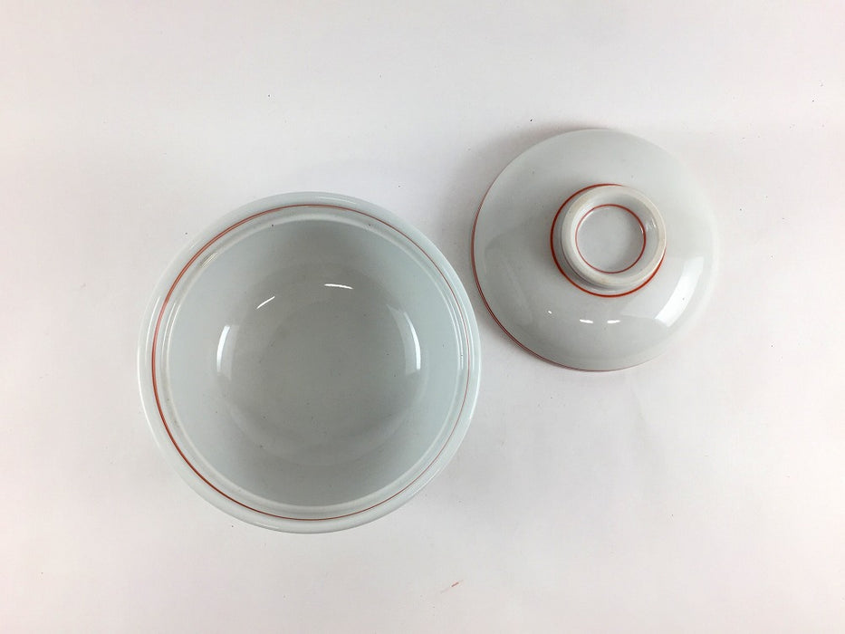 【SALE】赤ライン蓋物　12cm　波佐見焼(j.R)【訳あり】