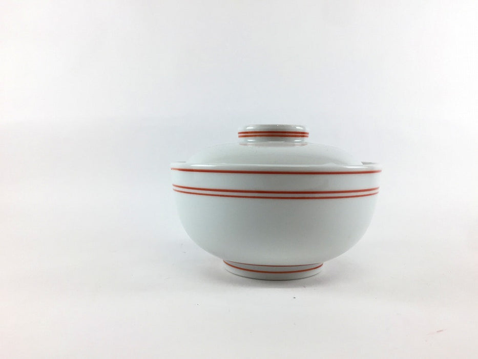 【SALE】赤ライン蓋物　12cm　波佐見焼(j.R)【訳あり】