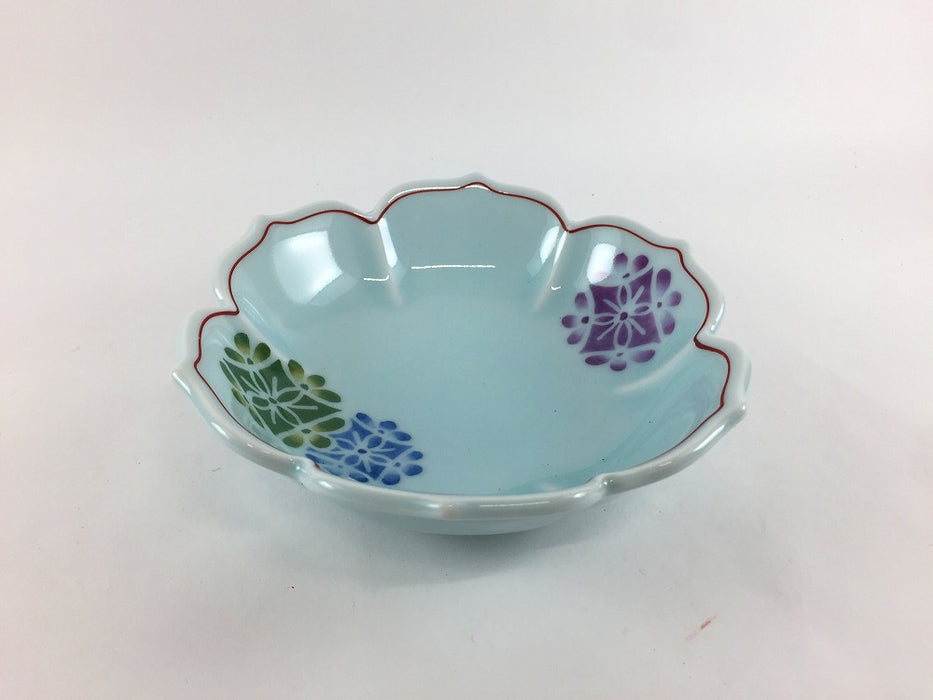 【SALE】錦青白磁三色花紋　桔梗渕向付親　15cm　有田焼【訳あり】