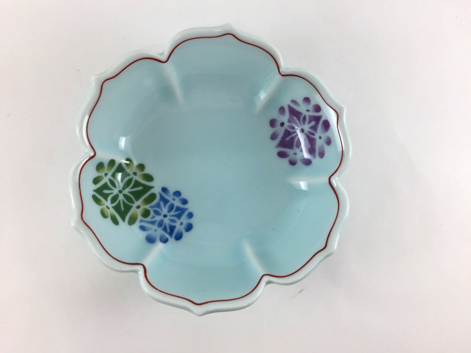 【SALE】錦青白磁三色花紋　桔梗渕向付親　15cm　有田焼【訳あり】