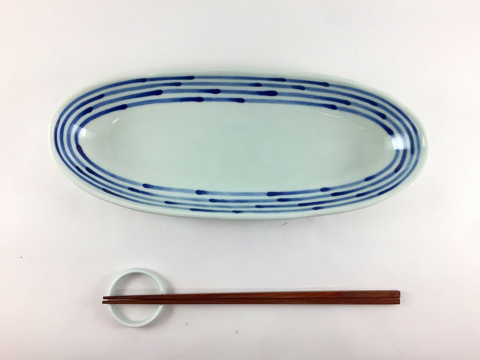 【SALE】カヌー鉢　和染ライン　28cm　波佐見焼【訳あり】