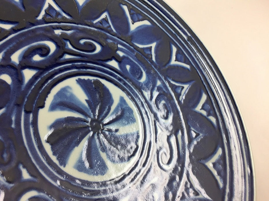 【SALE】33cm平皿　藍文様　波佐見焼【訳あり】