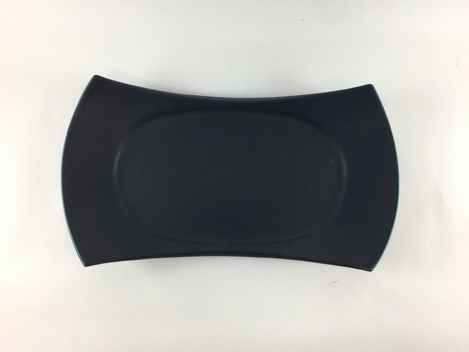 【SALE】カット長皿　黒マット/渕青　30cm　有田焼【訳あり】