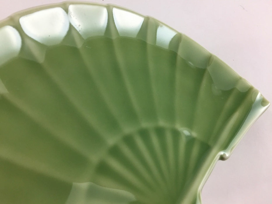 【SALE】天竜青磁扇皿　22.5cm　有田焼【訳あり】