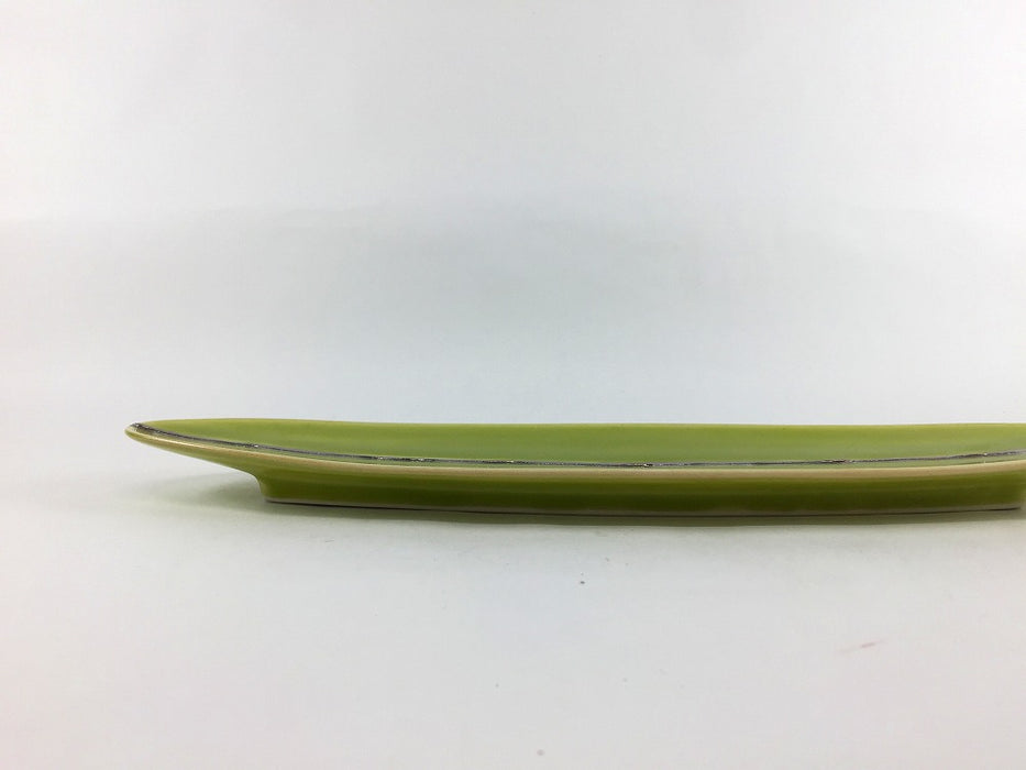 【SALE】黄緑オリベ銀　楕円長皿特小　31cm　有田焼【訳あり】