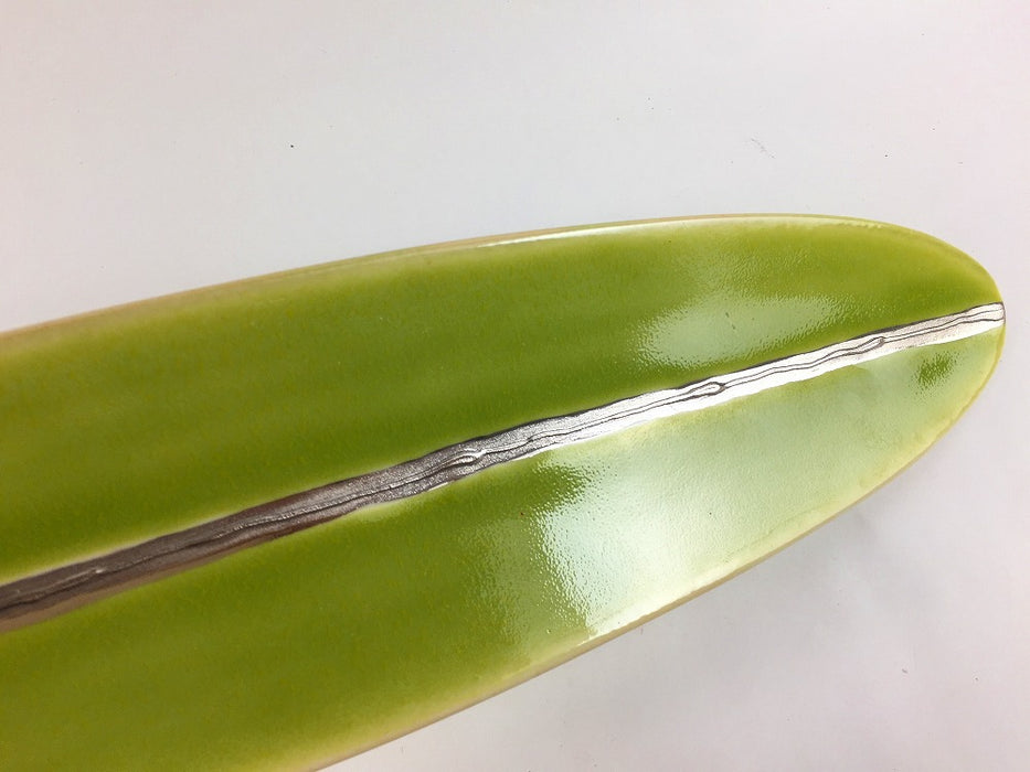 【SALE】黄緑オリベ銀　楕円長皿特小　31cm　有田焼【訳あり】