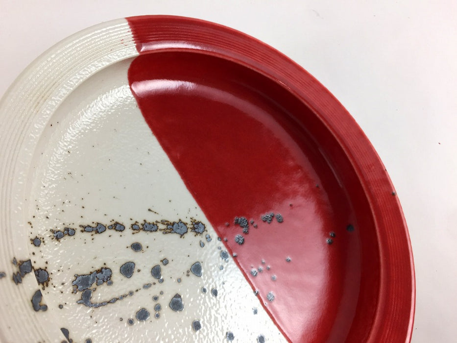 【SALE】リム鉄鉢平向　赤白墨トバシ　18cm　有田焼【訳あり】