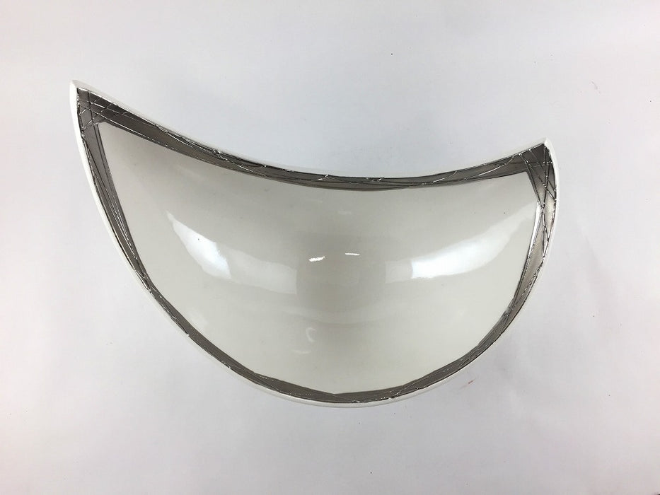 【SALE】シルバー白　三日月向鉢　22cm　有田焼【訳あり】