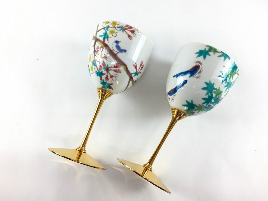 ペアワインカップ　小鳥春秋　170cc　九谷焼　(j.R)