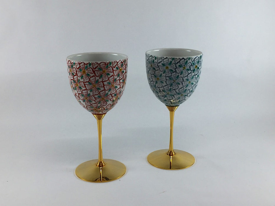 ペアワインカップ　花紋　170cc　九谷焼　(j.R)